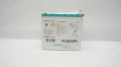 Braun 4252543-02 Introcan Safety IV Cath. 20G x 1inch 65ml/min - Box of 46